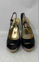 Load image into Gallery viewer, Michael Kors Womens Black & Gold Leather Platform Slingback Heels Size 6.5M