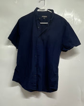 Load image into Gallery viewer, Express Mens Blue Cotton Short Sleeve Button-Down Collar Dress Shirt Size Large
