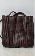Load image into Gallery viewer, Nine West Womens Brown Woven Leather Inner Pockets Double Handle Shoulder Purse