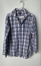 Load image into Gallery viewer, Michael Kors Mens Blue And White Plaid Print Cotton Button-Up Shirt Size M