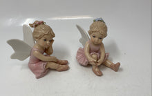 Load image into Gallery viewer, Cosmos Gifts Glossy Finish Fine Porcelain Sitting Ballerina Fairy Figurine 2 Pcs