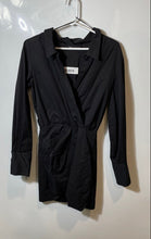 Load image into Gallery viewer, Zara Womens Black Long Sleeve Spread Collar Faux Wrap Mini Dress Size XS