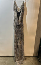Load image into Gallery viewer, Zara Womens Black White Animal Print Spaghetti Strap Backless Maxi Dress Size S