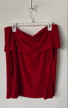 Load image into Gallery viewer, Unique Vintage Womens Red Velvet Off-The-Shoulder Pullover Blouse Top Size S/4