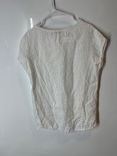 Load image into Gallery viewer, Alessia Pacini Womens White Linen High Low Hem Cropped Blouse Top Size Large
