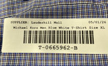 Load image into Gallery viewer, Michael Kors Mens Blue White Plaid Print Short Sleeve Button-Up Shirt Size XL