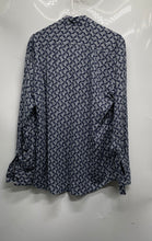 Load image into Gallery viewer, Zara Mens Blue White Geometric Long Sleeve Slim Fit Button-Up Shirt Size M
