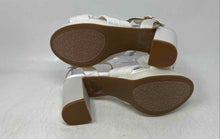 Load image into Gallery viewer, Kelly & Katie Womens White Open Toe Block Ankle Strap Heels Size 6M
