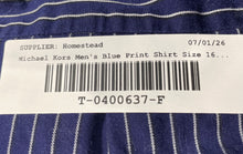 Load image into Gallery viewer, Michael Kors Mens Blue Striped Print Cotton Long Sleeve Dress Shirt Size 16 1/2