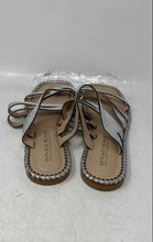 Load image into Gallery viewer, Donald Pliner Womens Silver Square Toe Flat Slide Sandals Size 9