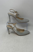 Load image into Gallery viewer, Elizee Womens Frecia Gray Leather Ankle Strap Stiletto Pump Heels Size 37.5