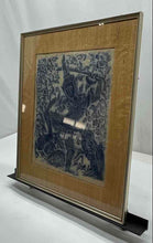 Load image into Gallery viewer, Thai Temple Rubbing Blue Rice Paper Celestial Deity Warrior Frame Wall Decor Art