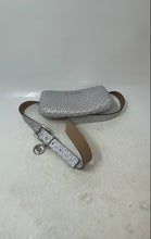 Load image into Gallery viewer, Michael Kors Womens Silver White Monogram Adjustable Strap Charm Belt Bag