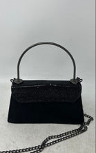 Load image into Gallery viewer, Olivia Miller Womens Black Embellished Chain Strap Flap Over Top Handle Handbag