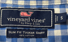 Load image into Gallery viewer, Vineyard Vines Mens Blue White Plaid Long Sleeve Slim Fit Button-Up Shirt Size S