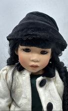 Load image into Gallery viewer, Black Hair Open Eyes Agnes Y Choi Porcelain Doll In Multicolor Outfits With Hat