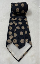 Load image into Gallery viewer, Countess Wara Mens Black Beige Polka Dot Adjustable Pointed Tie One Size