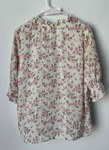 Load image into Gallery viewer, CeCe Womens Multicolor Floral 3/4 Sleeve Tie Neck Pullover Blouse Top Size L