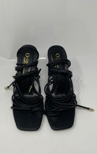 Load image into Gallery viewer, Olivia Jaymes Womens Black Knot Front Wrap Around Ankle Strap Heels Size 7