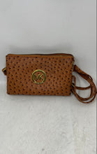 Load image into Gallery viewer, Michael Kors Womens Brown Ostrich Leather Adjustable Strap Crossbody Purse