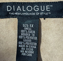 Load image into Gallery viewer, Dialogue Womens Tan Suede Long Sleeve Pockets Button Front Blazer Jacket Size 1X