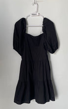 Load image into Gallery viewer, H&M Womens Black Short Sleeve Square Neck Tiered A-Line Dress Size Medium
