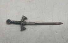 Load image into Gallery viewer, Jardiance Duo Miniature Templar Sword In Nomine Domini Silver Tone Letter Opener