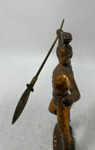Load image into Gallery viewer, Vintage Brass Spartan Warrior King Leonidas w/ Spear Indian Men Hunter Figurine
