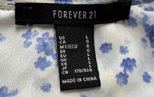 Load image into Gallery viewer, Forever 21 Womens Blue White Floral V-Neck Cutout Short Sleeve A-Line Dress Sz L