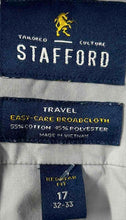 Load image into Gallery viewer, Stafford Mens Gray Travel Easy-Care Broadcloth Long Sleeve Dress Shirt Size 17