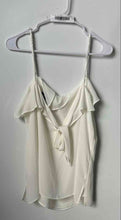 Load image into Gallery viewer, DKNY Womens Off White Adjustable Spaghetti Strap Ruffle Camisole Blouse Top Sz L