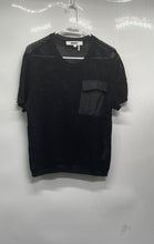 Load image into Gallery viewer, DKNY Womens Black Short Sleeve Open Stitch Pocket Pullover Sweater Size Large