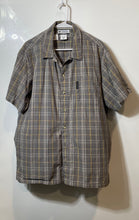 Load image into Gallery viewer, Columbia Mens Gray Plaid Print Short Sleeve Collared Button-Up Shirt Size XL