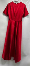 Load image into Gallery viewer, Zara Womens Metallic Red Short Sleeve Crew Neck High Low Maxi Dress Size S