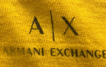 Load image into Gallery viewer, Armani Exchange Mens Yellow Stripe Logo Short Sleeve Crew Neck T-Shirt XS