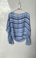 Load image into Gallery viewer, Michael Kors Womens Blue White Striped Side Drawstring Cover Up Size S/M