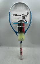 Load image into Gallery viewer, Wilson Ultra Power XL 112 White Blue Tennis Racket And Tennis Balls Player Set