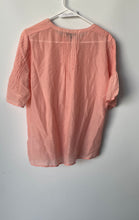 Load image into Gallery viewer, J.Crew Womens Orange Cotton Silk Bell Sleeve Pintuck Button Front Blouse Top M
