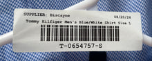 Load image into Gallery viewer, Tommy Hilfiger Mens Blue White Long Sleeve Collared Pockets Dress Shirt Size L