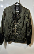 Load image into Gallery viewer, Sam Edelman Womens Green Long Sleeve Lace-Up Full-Zip Bomber Jacket Size S