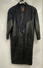 Load image into Gallery viewer, G-III Womens Black Leather Long Sleeve Shawl Lapel Front Snap Overcoat Size S