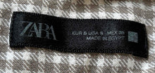 Load image into Gallery viewer, Zara Mens Beige White Gingham Check Cotton Long Sleeve Button-Up Shirt Size S