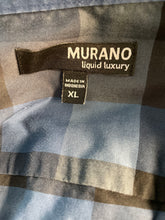 Load image into Gallery viewer, Murano Mens Blue Plaid Long Sleeve Spread Collar Button-Up Shirt Size XL