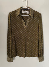 Load image into Gallery viewer, Tommy Hilfiger Womens Green Geometric Print Long Sleeve Blouse Top Size S