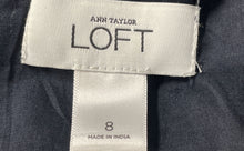 Load image into Gallery viewer, Ann Taylor Loft Womens Dark Blue Sleeveless Ruffle Tie Back Shift Dress Size 8