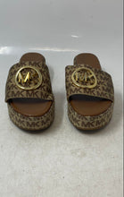 Load image into Gallery viewer, Michael Kors Womens Sadler Brown Beige Slip-On Wedge Slide Sandals Size 5