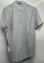 Load image into Gallery viewer, Calvin Klein Mens Gray Striped Cotton Short Sleeve Button-Up Shirt Size M