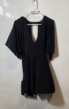 Load image into Gallery viewer, Express Womens Black Short Sleeve Tie Back Plunge V-Neck One-Piece Romper Size M