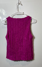 Load image into Gallery viewer, Zara Womens Fuchsia Sleeveless Boat Neck Textured Pleated Pullover Tank Top Sz S