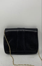 Load image into Gallery viewer, Lauren Merkin Womens Black Leather Chain Strap Flap Over Lined Crossbody Bag